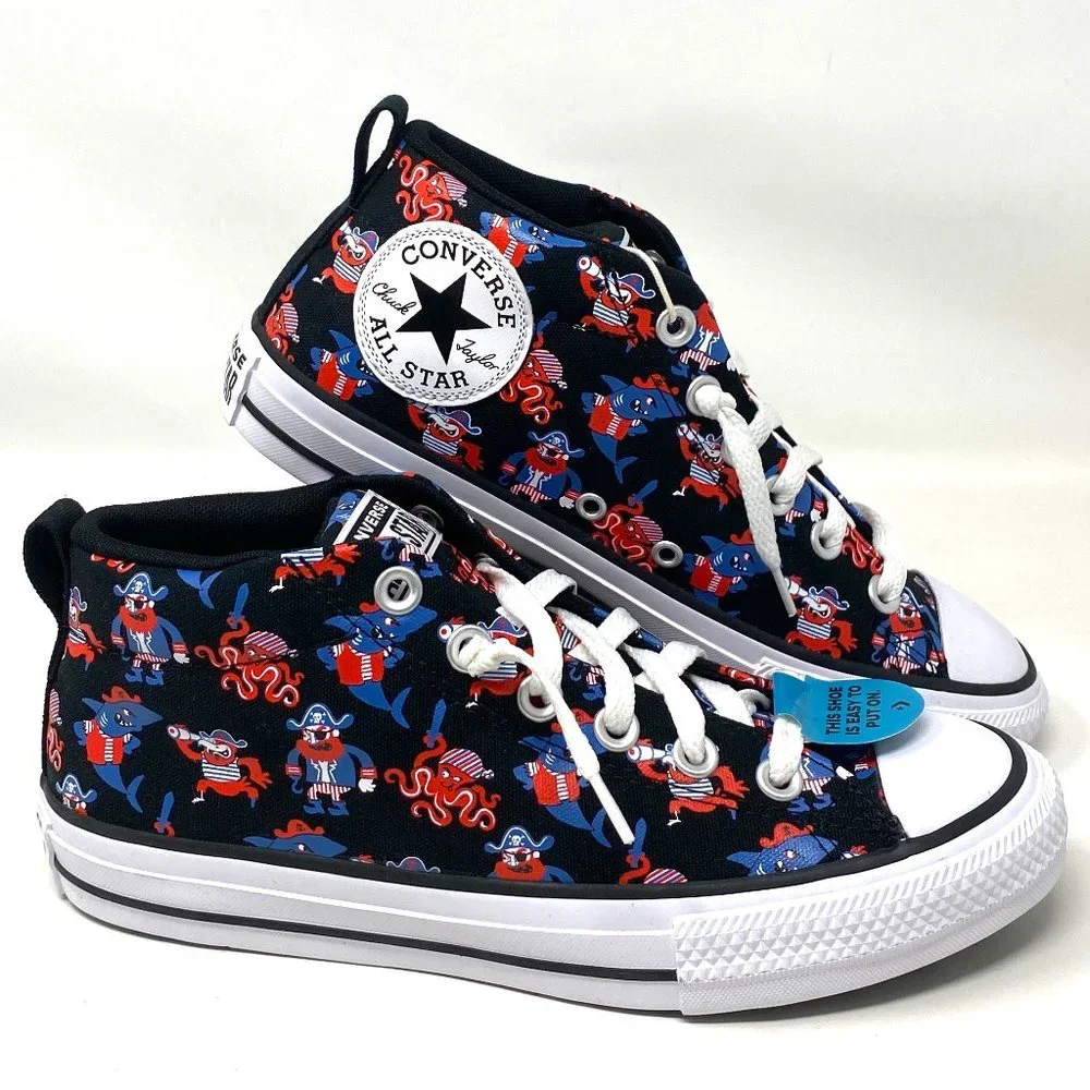 💖MEGA SALE💖Converse Ctas Street Mid Black Marina Shoes Junior Canvas 672732F - Picture 1 of 9